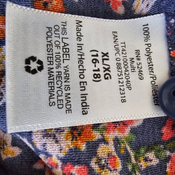 Time and True Floral Print Dress XL (16-18) Blue with multi-colored flowers - Picture 4 of 4